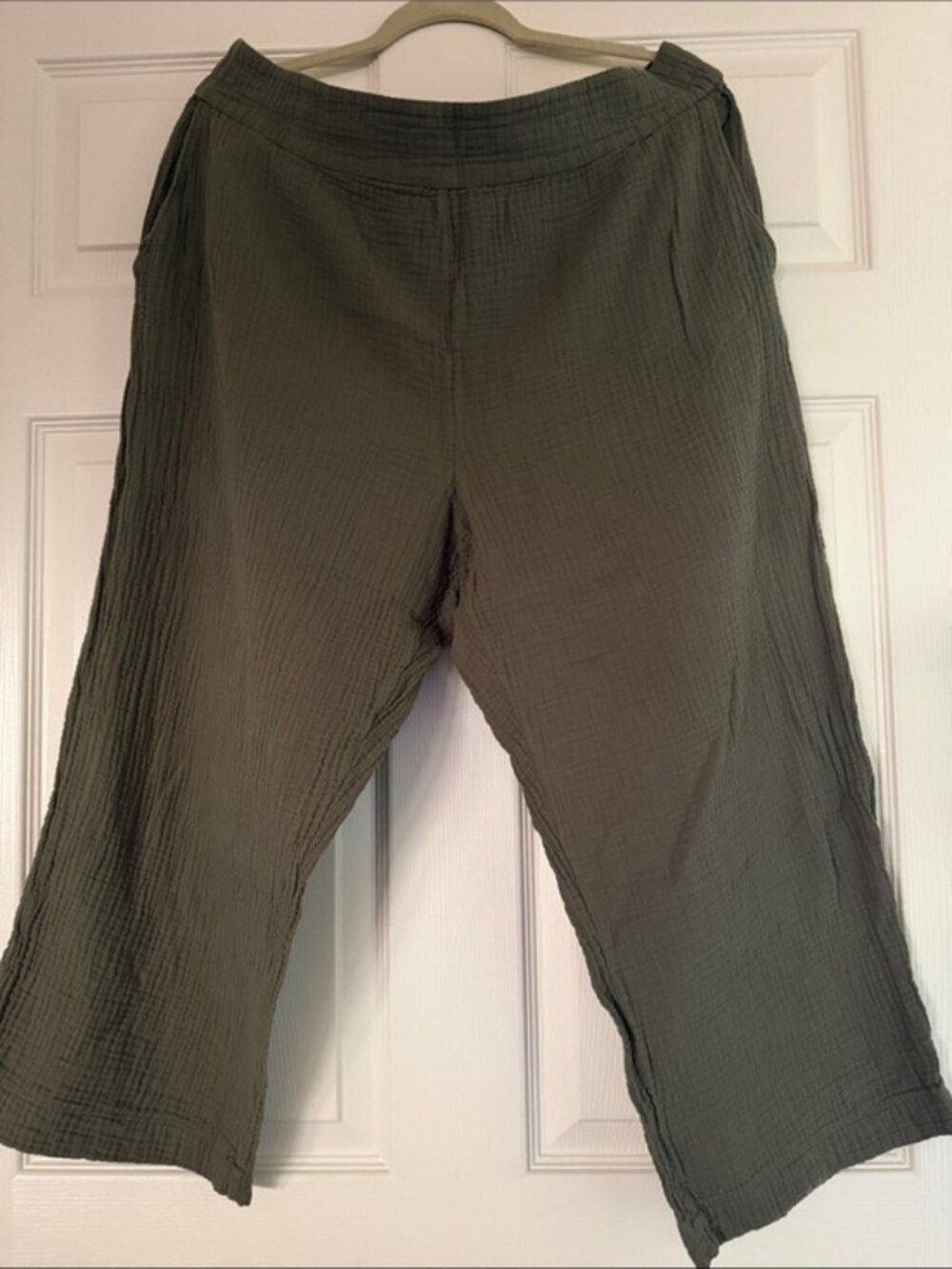 Soft Surroundings Womens Green Relaxed Fit Cropped Pants Size 1X Made In India